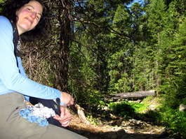 Lori enjoys a nice lunch by the creek