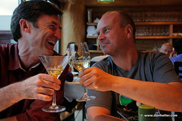 After a full day of waterfalls, Bill and Gunnar enjoy cocktail hour (Photo by Dan Heller)