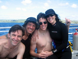 Bill, Steven, Andrew, and Lori diving in Bonaire
