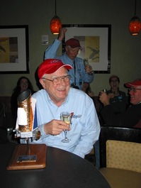Bill Borucki celebrates a successful
                                  launch at the Hilton bar with
                                  Martha, Dave, Jennifer, Natalie, and
                                  Doug