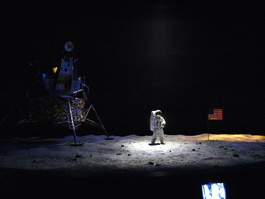 A reinactment of the moon landing
