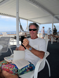 Gary off-gases on the sun deck ... (Photo by John Schwind)