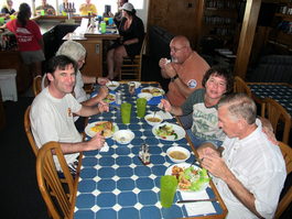 ... while Bill eats inside (Photo by John Schwind)