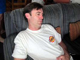 ... while Bill passes out in the comfy chair (Photo by John Schwind)