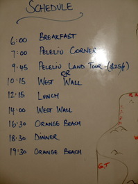Thursday's schedule (Photo by Keith Hebert)