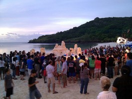 The Palau Shark Sanctuary sand sculpture
