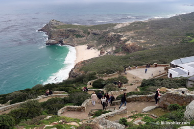 The path up to the lighthouse from the funicular with the Dias Beach and Cape of Good Hope in the background