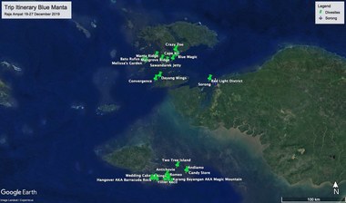 An overview of all of our dives in Raja Ampat