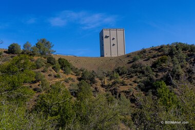 The base of the old Almaden Air Force radar sail looms large