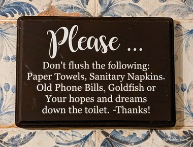 We met up with a friend of Lori's at Ambar in Barracks Row where I found this sign in the bathroom