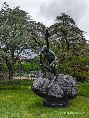 Thinker on a Rock by Barry Flanagan, 1997