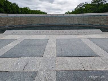 The Freedom Wall with 4,048 gold stars, each represent 100 Americans who died during World War II