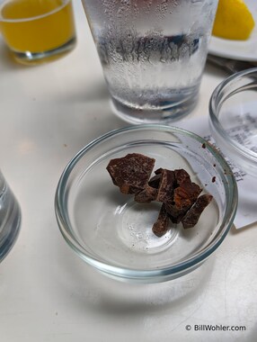 Jon and I enjoy dark chocolate after lunch at Hank's Oyster Bar