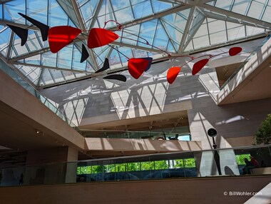 Untitled by Alexander Calder, 1976; unfortunately Calder died shortly before it was installed (https://www.nga.gov/stories/calder-mobile-east-building.html)