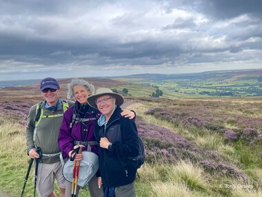 Tony takes a photo of me, Lori, and Dan to send along to Con Moriarty, who led us on a hike last year through the north of Ireland (photo by Tony Dewes)