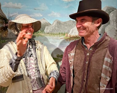 Lori and I have fun with the period costumes in the museum (photo by Dan Heller)