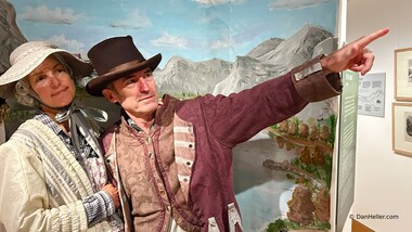 Lori and I have fun with the period costumes in the museum (photo by Dan Heller)