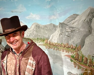 Lori and I have fun with the period costumes in the museum (photo by Dan Heller)