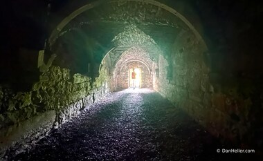 Bill enters a vault under the guest hall (photo by Dan Heller)