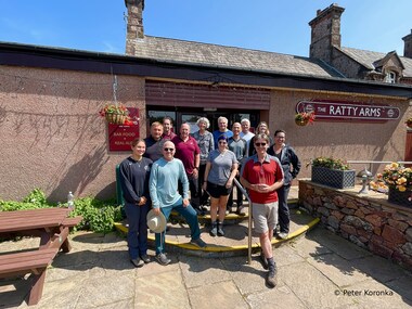 Our intrepid group starts its journey from the Ratty Arms (photo by Peter Koronka)