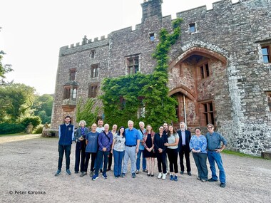 The group poses for a photo in front of the Muncaster Castle (photo by Peter Koronka)