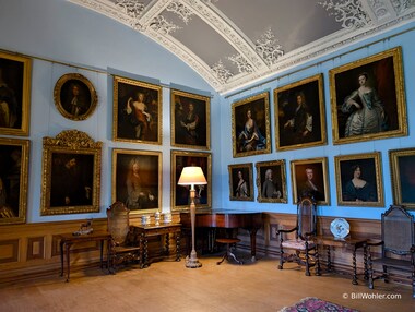 One of many rooms with portraits