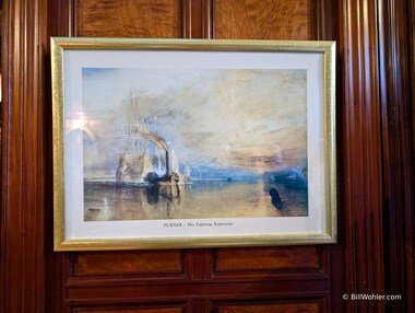 A print of Turner's Fighting Temeraire, tugged to her last berth to be broken up, 1838