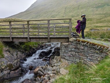 Lori dons the waterproofs as the rain descends