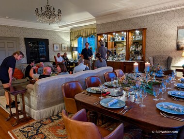 We prepare for dinner in the dining room at Easby Hall