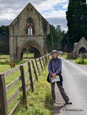 Lori in front of the gatehouse