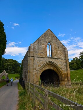 We exit from whence we came, by the gatehouse