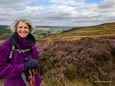 Lori finds some more heather to stand in front of