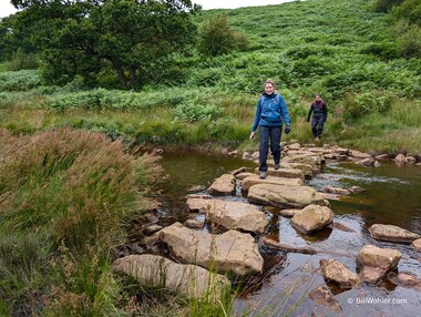 Sarah and Michael cross the Wheeldale Beck