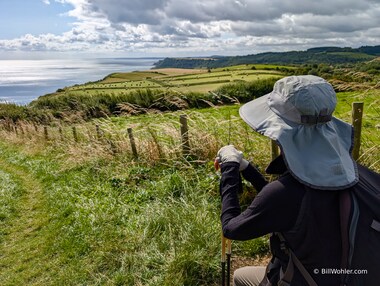 Lori pauses for a moment to take in the splendid view (and good weather!)