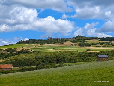 The Peak Alum Works site is in the foreground, the Raven Hall Hotel where we had lunch is on the hill in the background