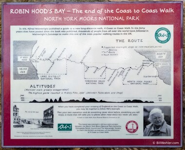 A placard maps out the route of the Coast to Coast walk - as a crow flies