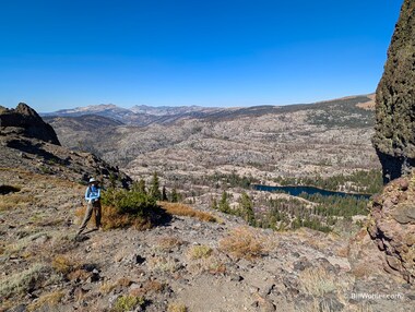 Lori between the Two Sentinels and above Kirkwood Lake