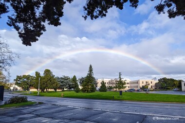 A lovely rainbow over Hangar One