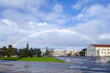 A lovely rainbow over Hangar One