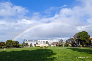 A lovely rainbow over Hangar One