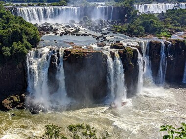 A boat gets a serious dousing under the falls