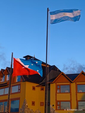 The flags of Argentina and Tierra del Fuego