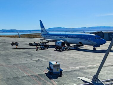 We flew from Ushuaia to this airport outside of El Calafate, pretty much in the middle of nowhere where we met our driver Pablo