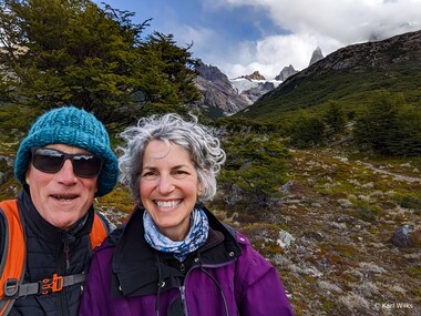 Karl snaps a shot with Lori on the way down the hill (photo by Karl Wilks)