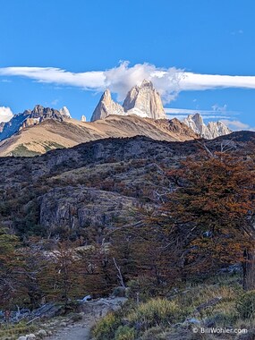We are treated to a sunny Fitz Roy for a short while