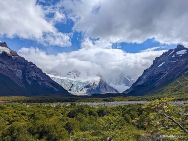 One last view of the Glaciar Torre before we turn down for the final descent