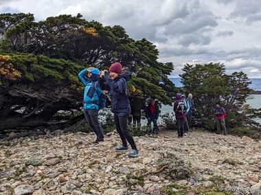 Pastor and Danielle guide our hike to Punta del Viento where we were treated to the strongest winds of our trip, strong enough to hold up José and Sherry as they leaned forward
