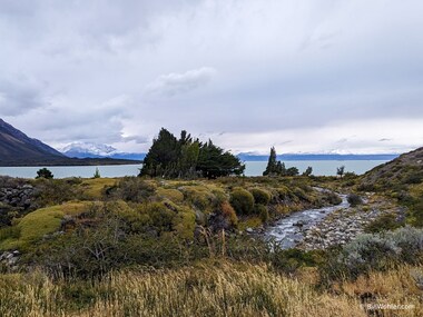 Views across Lago Viedma of fresh snow that had fallen overnight
