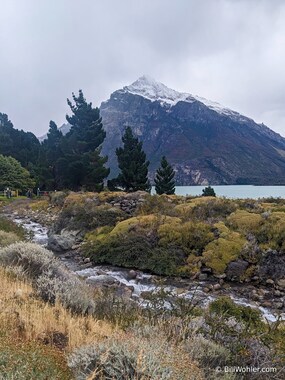 Views across Lago Viedma of fresh snow that had fallen overnight