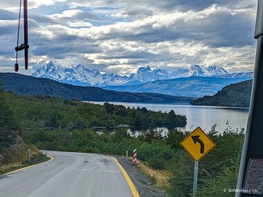 Our first glimpse of the mountains in the Parque Nacional Torres del Paine (https://en.wikipedia.org/wiki/Torres_del_Paine_National_Park)